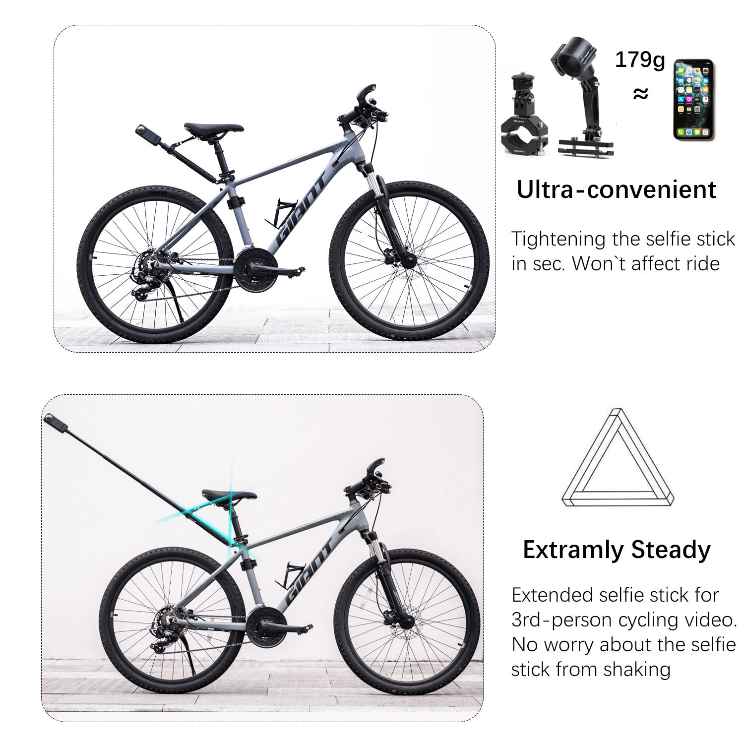 Camsteer Premium Fietszadelmon - Drone Camera Action recensie en prijs